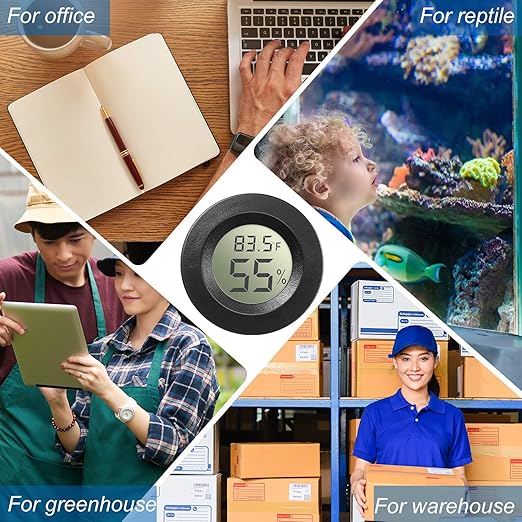 Weewooday 8 Pcs Mini Hygrometer Thermometer Round Digital Humidity Gauge - Image 5