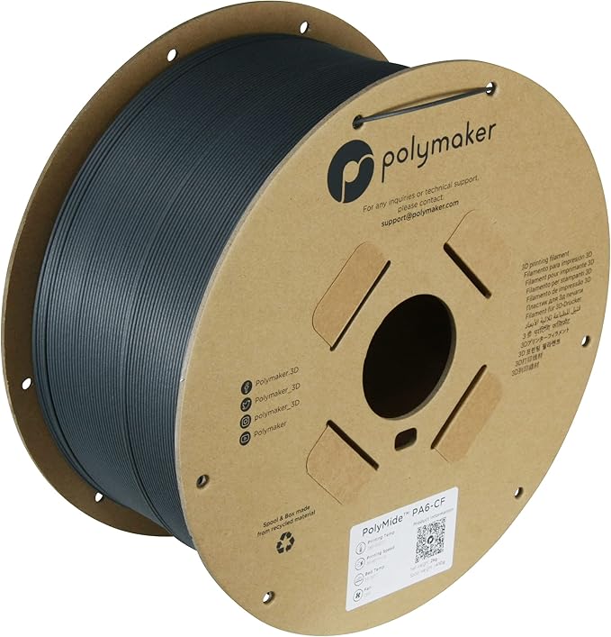 Polymaker PA6-CF Nylon Filament 1.75mm 2kg Black Carbon Fiber Nylon 3D Printing by Polymaker