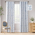 jinchan 95% Blackout Floral Curtains 84 Inches Long, Printed Flower Blue by JINCHAN