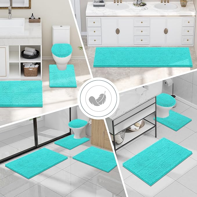 Smiry Luxury Chenille Bathroom Rugs 34x21, Extra Soft and Absorbent Shaggy Bath - Image 7