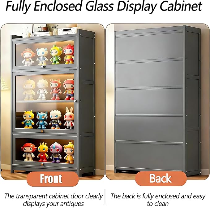 Curio Display Cabinet with Acrylic Glass Door, Large Capacity Storage Cabinet - Image 4