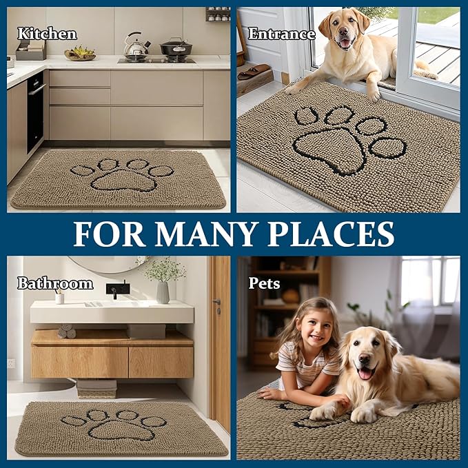 OLANLY Dog Door Mat for Muddy Paws 47x24, Paw Print Design, Absorbs Moisture - Image 8