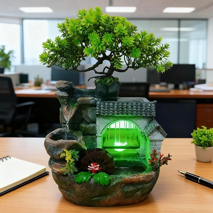 11" Desktop Fountain Rock Waterfall Humidifier - Image 4