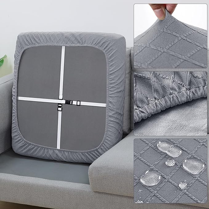 Fuloon Waterproof Seat Cushion Covers 2 PCS, Stretch Sofa Cushion Slipcovers - Image 4