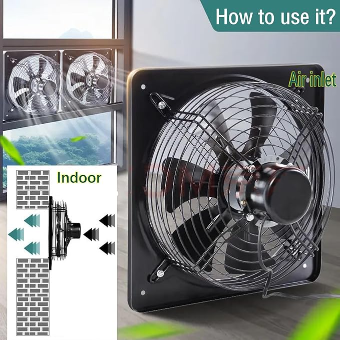12 Inch Wall Window Exhaust Fan Wall Mounted Ventilation 720 CFM Basement - Image 5