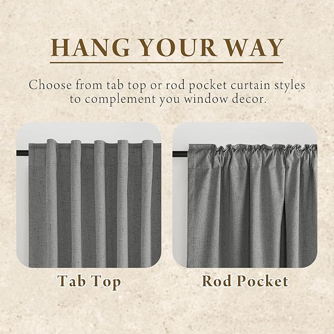 RYB HOME Grey Linen Blackout Curtains - Image 6