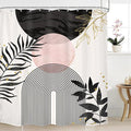 Black Pink Boho Shower Curtain Mid Century Modern Abstract Bohemian Minimalist by MitpokBrand
