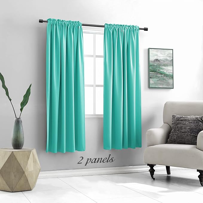 DONREN Blackout Curtains for Bedroom Drapes Turquoise Window Curtains - Image 2