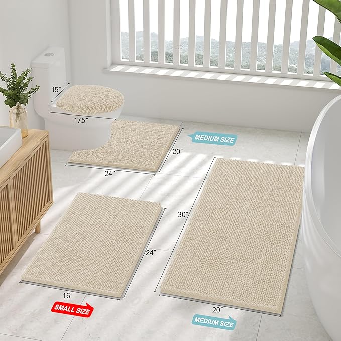 Smiry Luxury Chenille Bathroom Rugs 30x20, Extra Soft and Absorbent Shaggy Bath - Image 2