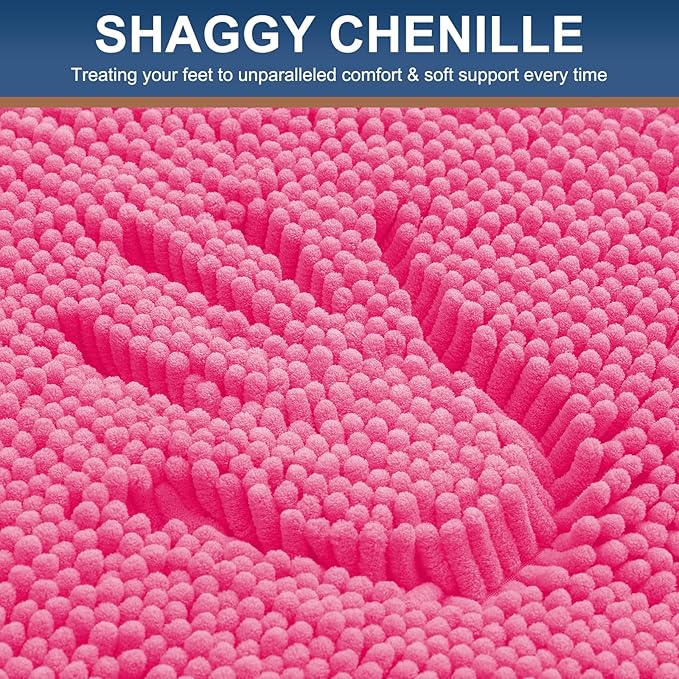 Smiry Luxury Chenille Bathroom Rugs 47x20, Extra Soft and Absorbent Shaggy Bath - Image 3