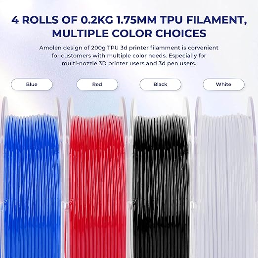 AMOLEN 3D Printer Filament, Flexible TPU Filament Bundle, 1.75mm TPU Filament - Image 4