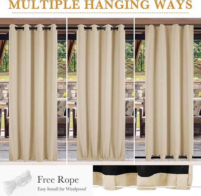 RYB HOME Outdoor Thermal Insulated Fade-Resistant Blackout Curtains 84 inches - Image 6
