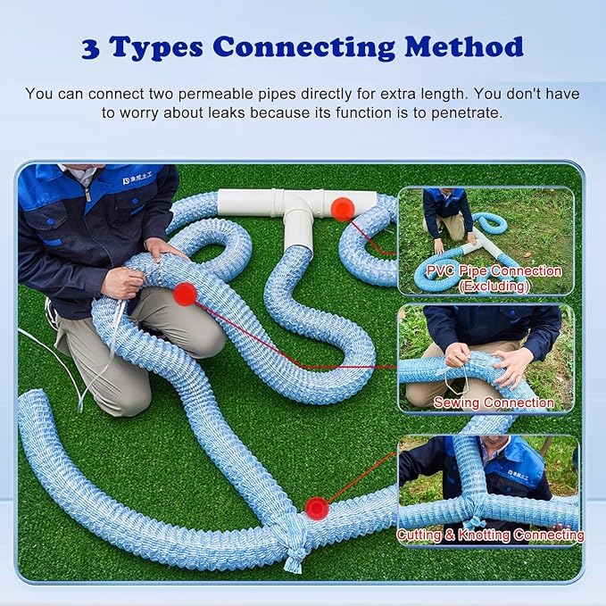 8" X 3 10 20 30 40 50 100 150' Land Drainage Pipe, Expandable Soft Infiltration - Image 5