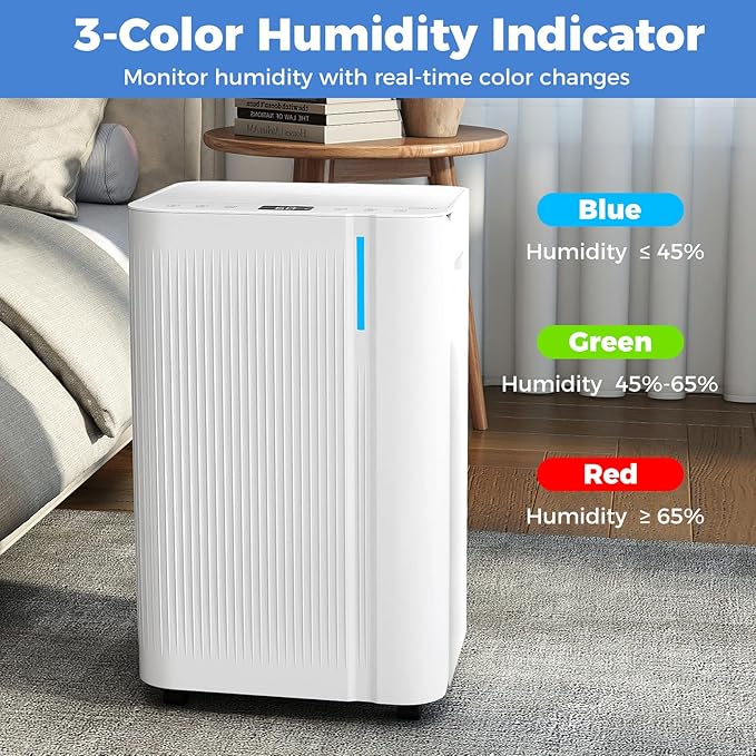 COSTWAY 54 Pints Dehumidifier for Basement, 4500 Sq.Ft Portable Dehumidifier - Image 8