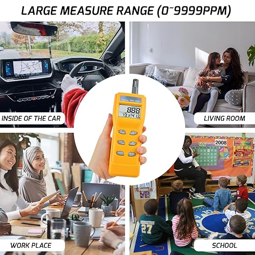 Portable CO2 Meter Handheld CO2 Detector Monitor 0~9999ppm, Carbon Dioxide Meter - Image 3