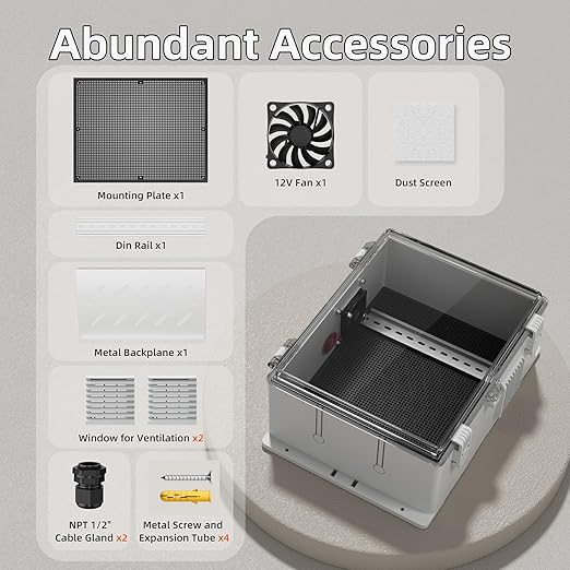 Joinfworld Outdoor Electrical Box Vented Outdoor Enclosure Box Nema Din Rail - Image 4