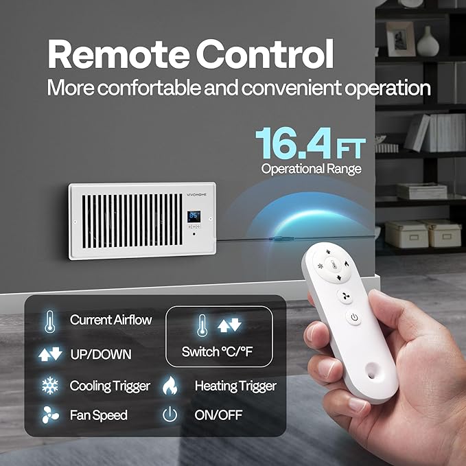 VIVOHOME 4"x10" Opening Smart Vent Register Booster Fan - Image 5