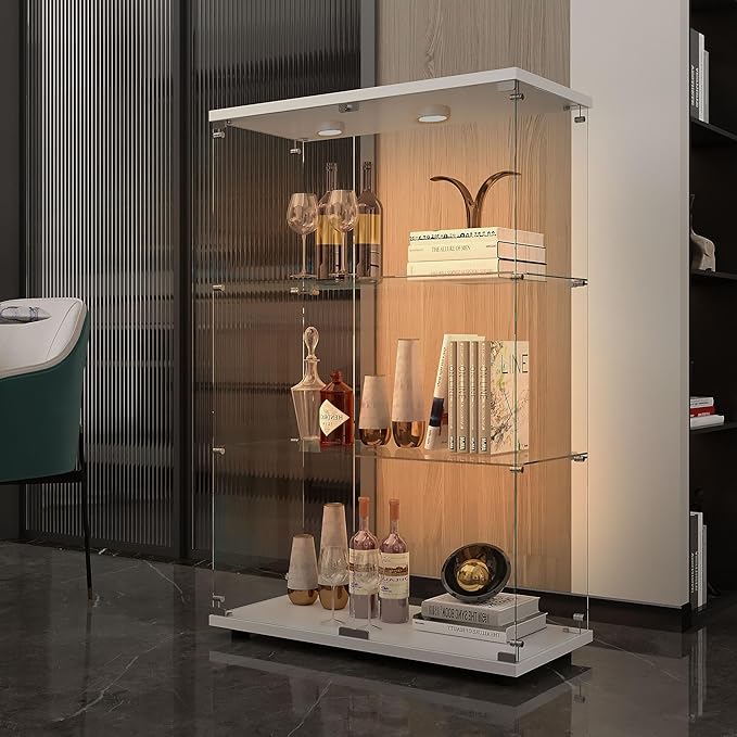 Yoluckea 3-Tier Glass Display Cabinet - Image 5