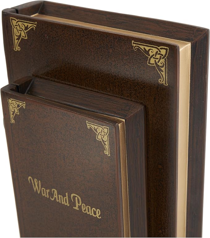 Deco 79 Wooden Decorative Box "War and Peace" Storage Faux Book Decorative - Image 4