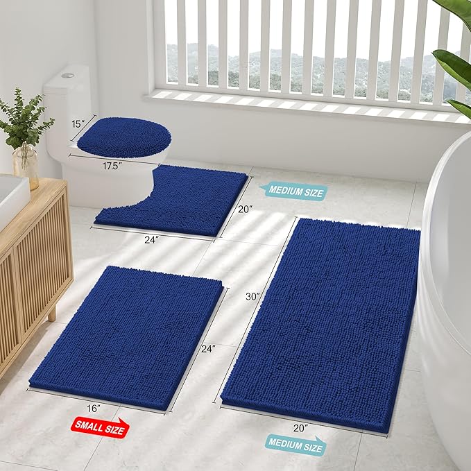 Smiry Luxury Chenille Bathroom Rugs 24x16, Extra Soft and Absorbent Shaggy Bath - Image 2