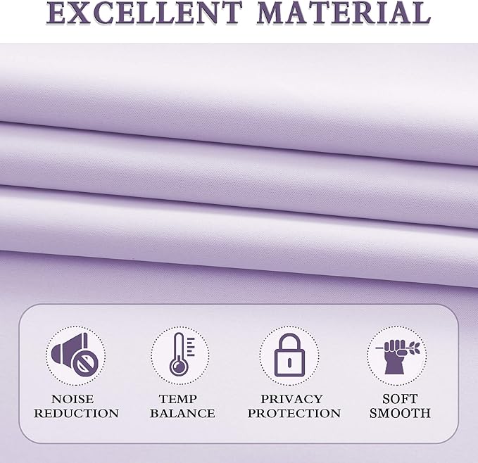 DONREN Patio Door Curtains 96 inch Length, Light Purple Rod Pocket Top Thermal - Image 3