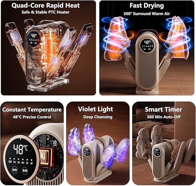 Volodya Portable Shoe Dryer and Boot Dryer Foldable Fast Drying Electric - Image 2