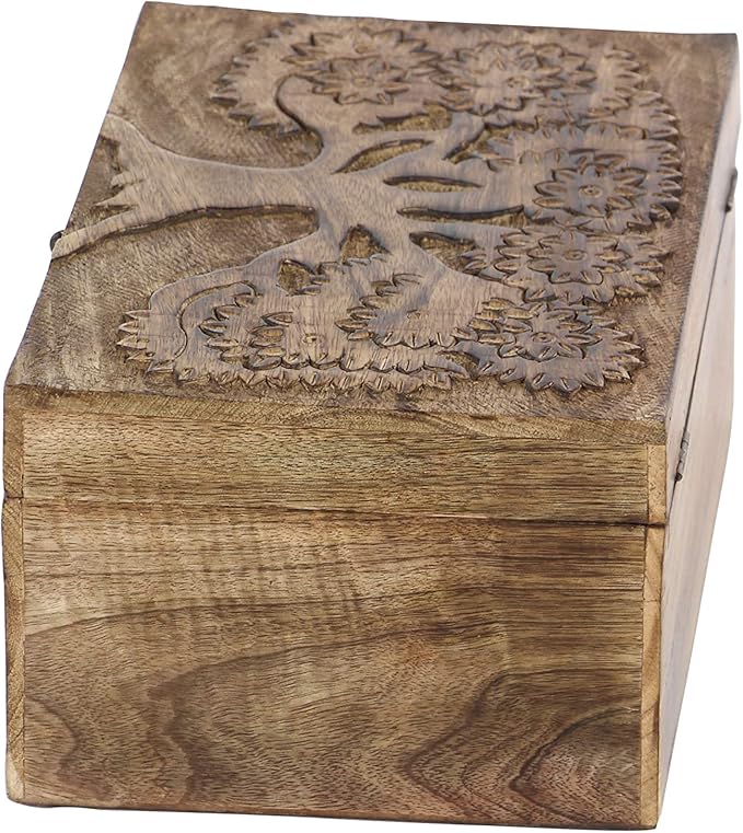 Deco 79 Mango Wood Floral Handmade Decorative Box Decorative Keepsake Boxes - Image 13