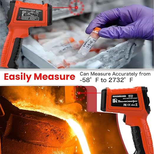Infrared Thermometer Gun -58°F to 2732°F, 50:1 Non-Contact Laser Temperature Gun - Image 6