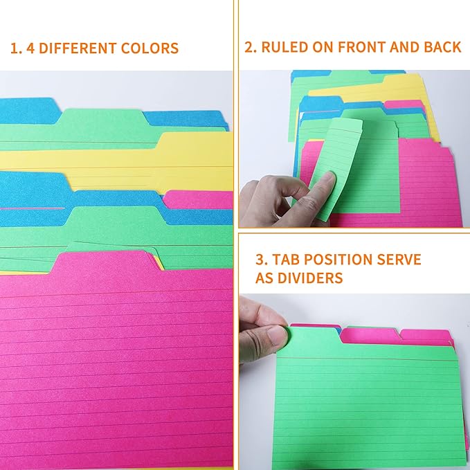 JUNDUN Index Card Holder with 48 Pieces 4x6 Inch Index Cards Dividers, - Image 5