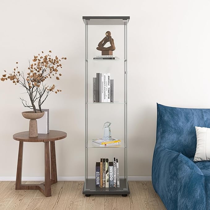 Yoluckea 4 Shelves Glass Display Cabinet - Image 4