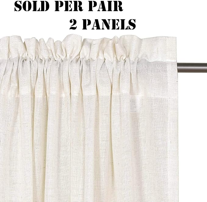 Linen Curtains Elegant Natural Linen Blended Curtains Energy Efficient Light - Image 2