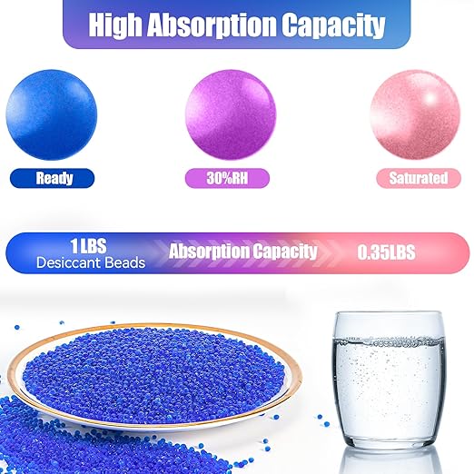 8.2LBS Silica Gel Desiccant Beads, Premium Blue Indicating Reusable Desiccant - Image 2