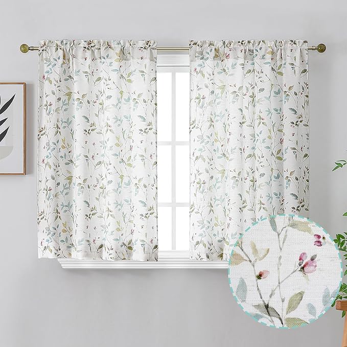Chyhomenyc Roman Linen Blend Curtains 45 Inch Length 2 Panels, Light Filtering - Image 2