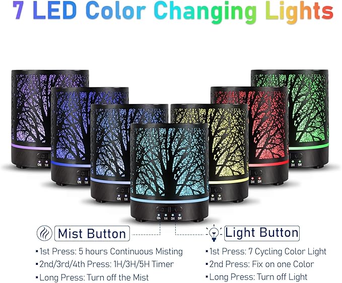 Essential Oil Diffuser Aromatherapy Diffuser -300ml Metal Electric Ultrasonic - Image 2