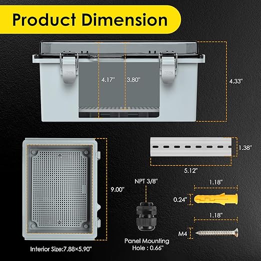 Waterproof Electrical Junction Box Outdoor, IP67 ABS Plastic Weatherproof - Image 3