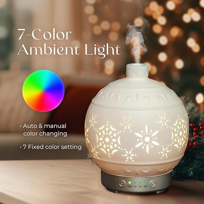 Earnest Living Christmas Ball Essential Oil Diffuser White Ceramic 100 ml - Image 3