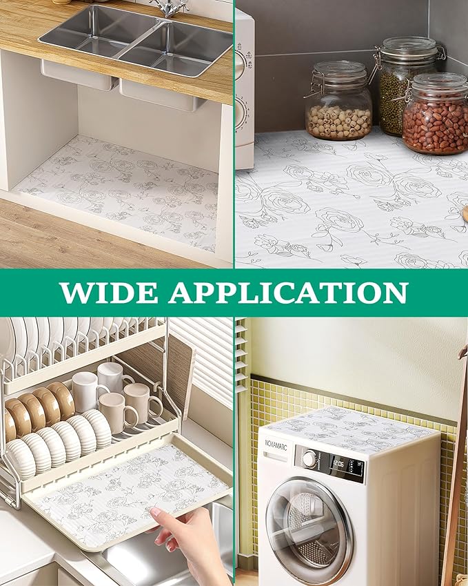 Floral Shelf Drawer Liner for Kitchen Cabinets Non-Adhesive Shelf Liner Paper - Image 5