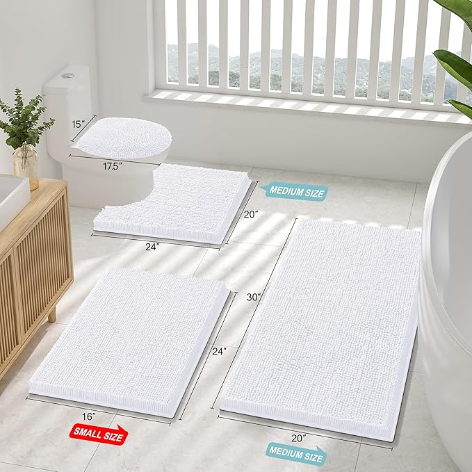 Smiry Luxury Chenille Bathroom Rugs 44x32, Extra Soft and Absorbent Shaggy Bath - Image 2