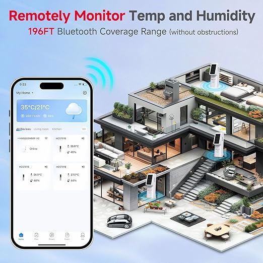 BaldrTherm WiFi Hygrometer Thermometer 6 Pack, Smart Temperature Humidity - Image 4