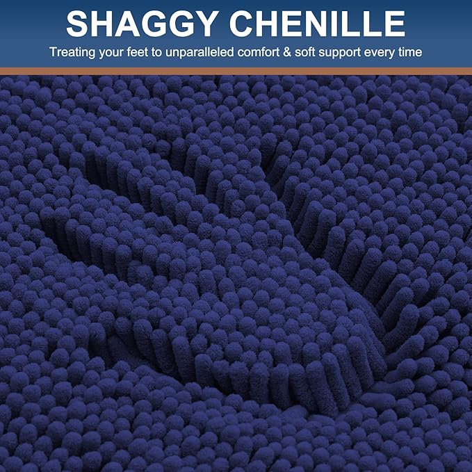 Smiry Luxury Chenille Bathroom Rugs 24x16, Extra Soft and Absorbent Shaggy Bath - Image 3