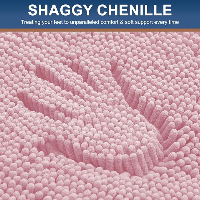 Smiry Luxury Chenille Bathroom Rugs 30x20, Extra Soft and Absorbent Shaggy Bath - Image 3