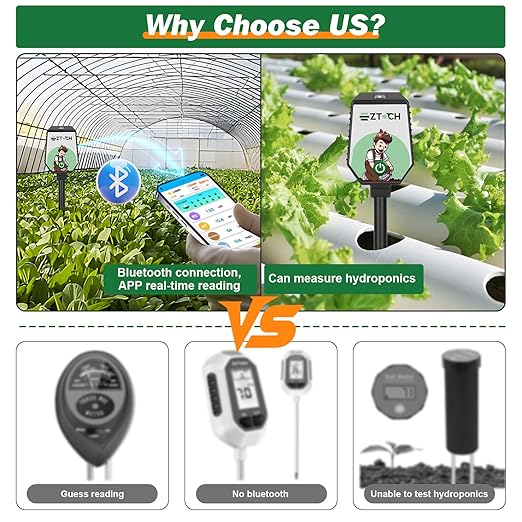 Bluetooth Soil pH EC Tester, Smart Plant pH Fertility Meter, 8 in 1 pH EC - Image 5