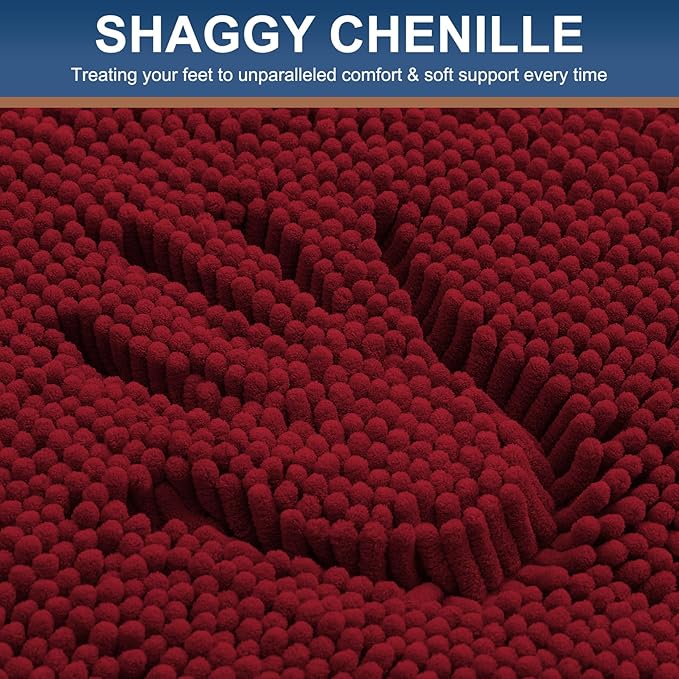 Smiry Luxury Chenille Toilet Rugs U-Shaped 24x20, Soft Absorbent Non-Slip - Image 3