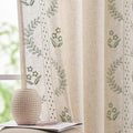 jinchan Belrose Linen Curtains for Bedroom Floral Curtains 96 Inch Length Linen by JINCHAN