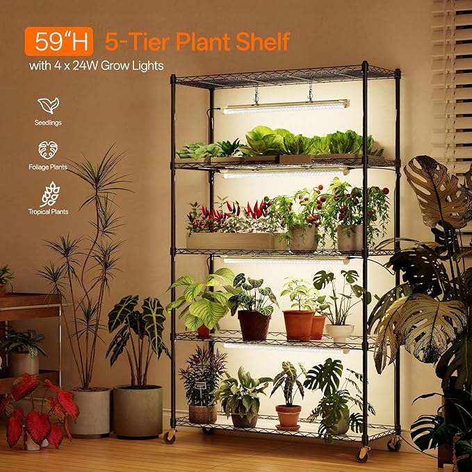 Bstrip Plant Shelf with Grow Light with Timer, Metal Plant Stand with - Image 3