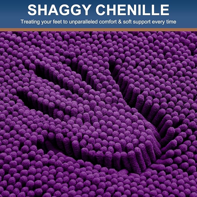Smiry Luxury Chenille Bathroom Rugs 24x16, Extra Soft and Absorbent Shaggy Bath - Image 3
