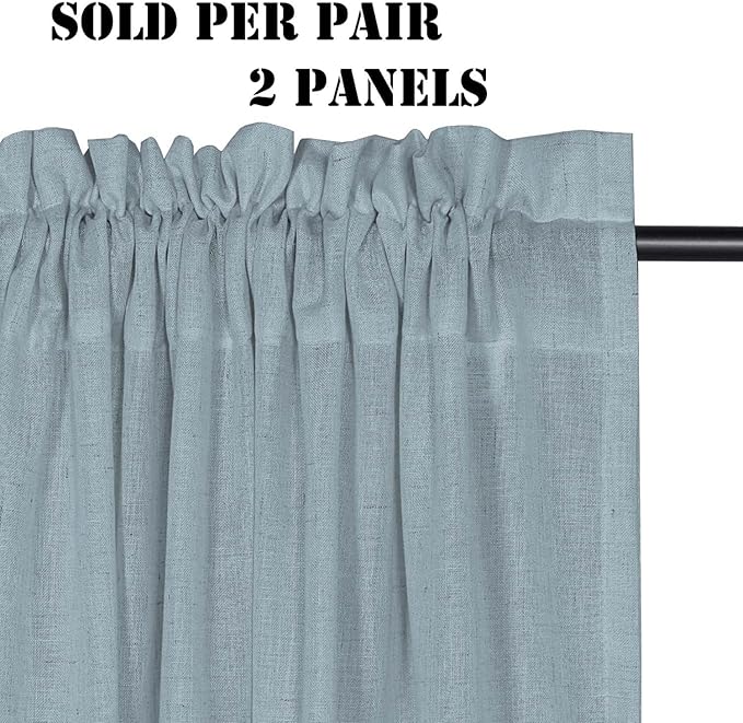 Linen Curtains Elegant Natural Linen Blended Curtains Energy Efficient Light - Image 2