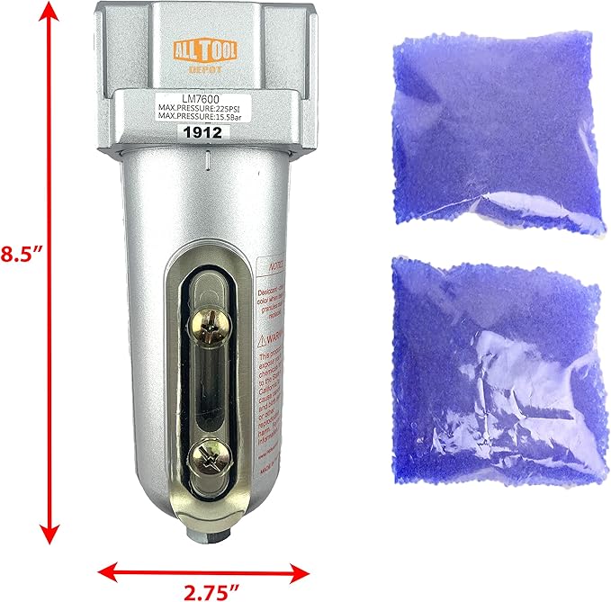 3/4" NPT Heavy Duty Compressed Air In Line Filter Desiccant Dryer Moisture - Image 2