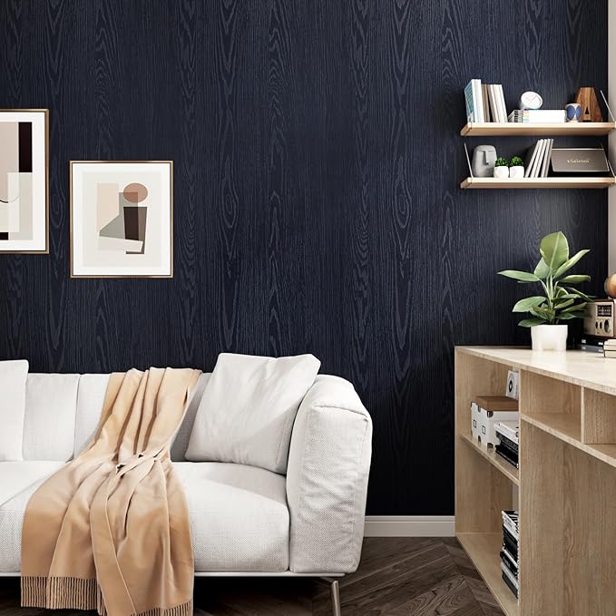 WESTICK Wood Contact Paper for Countertops Desk Navy Peel and Stick Wood - Image 5