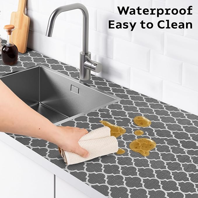 Shelf and Drawer Liner for Kitchen Cabinets Non-Adhesive, Strong Grip Non-Slip - Image 4
